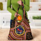 Adelaide Crows Grocery Bag Indigenous Monochrome Dot Art Mascot Style