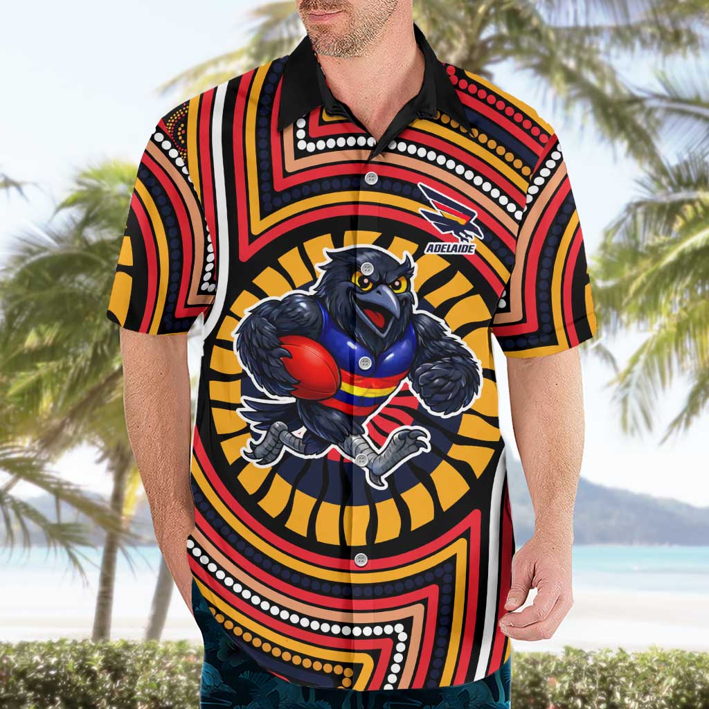 Adelaide Crows Hawaiian Shirt Indigenous Monochrome Dot Art Mascot Style
