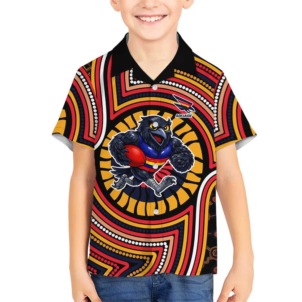Adelaide Crows Hawaiian Shirt Indigenous Monochrome Dot Art Mascot Style