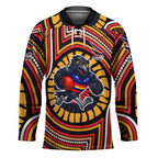 Adelaide Crows Hockey Jersey Indigenous Monochrome Dot Art Mascot Style