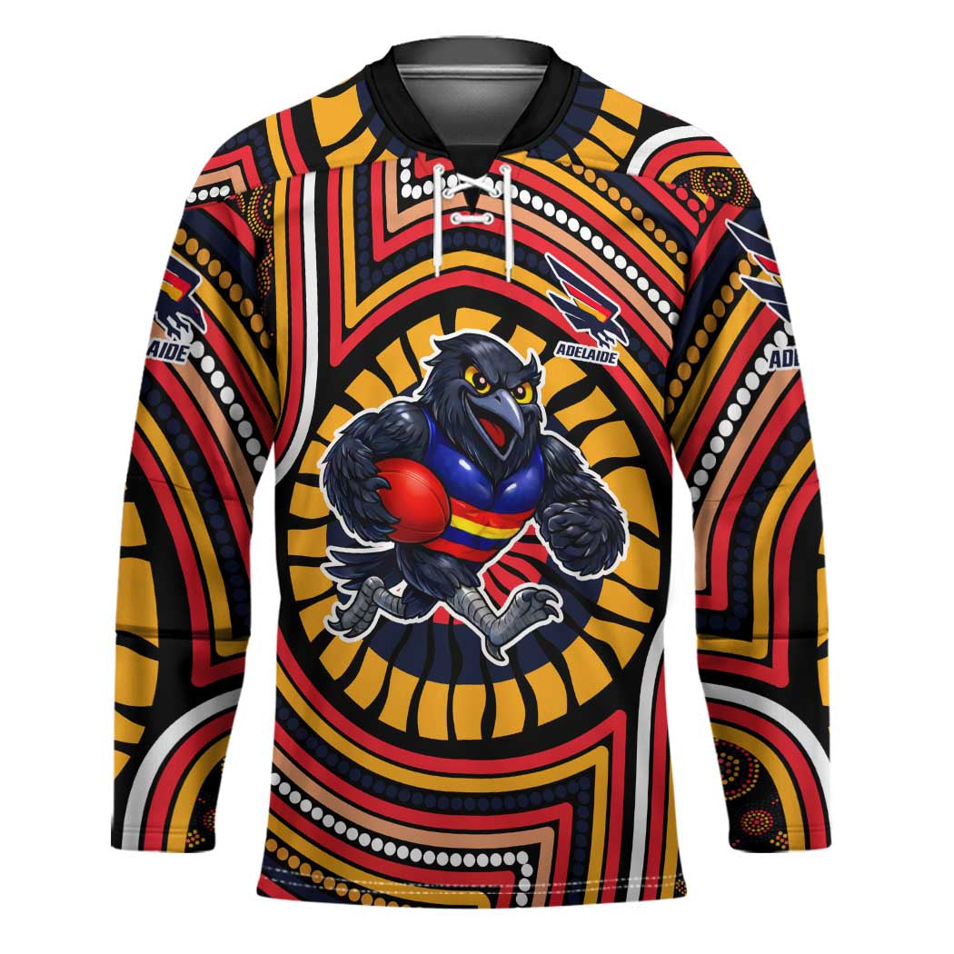 Adelaide Crows Hockey Jersey Indigenous Monochrome Dot Art Mascot Style