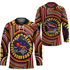 Adelaide Crows Hockey Jersey Indigenous Monochrome Dot Art Mascot Style