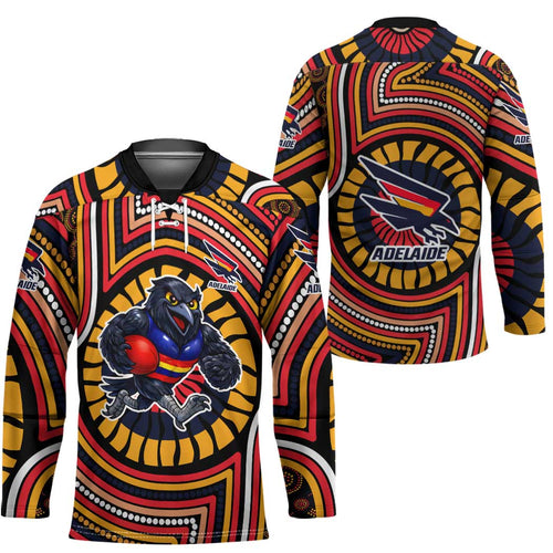 Adelaide Crows Hockey Jersey Indigenous Monochrome Dot Art Mascot Style