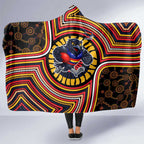 Adelaide Crows Hooded Blanket Indigenous Monochrome Dot Art Mascot Style