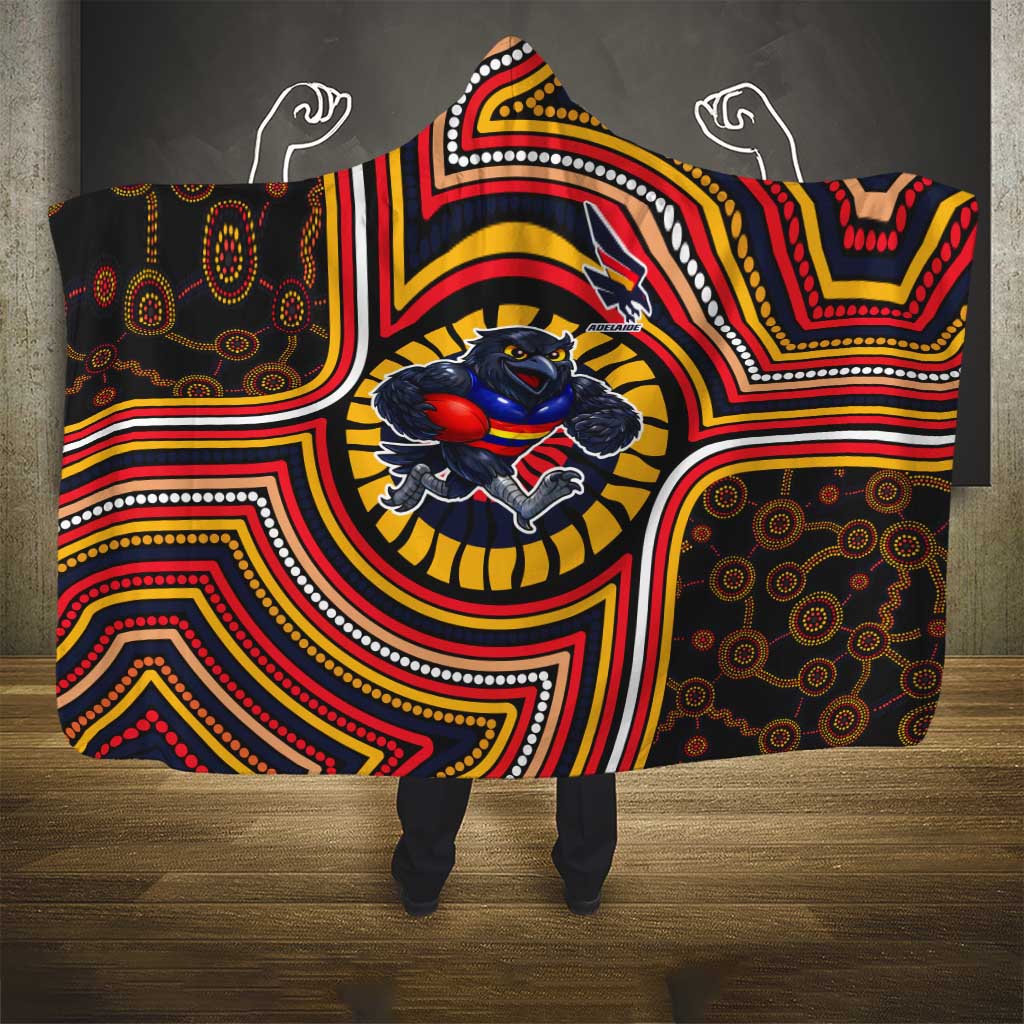 Adelaide Crows Hooded Blanket Indigenous Monochrome Dot Art Mascot Style