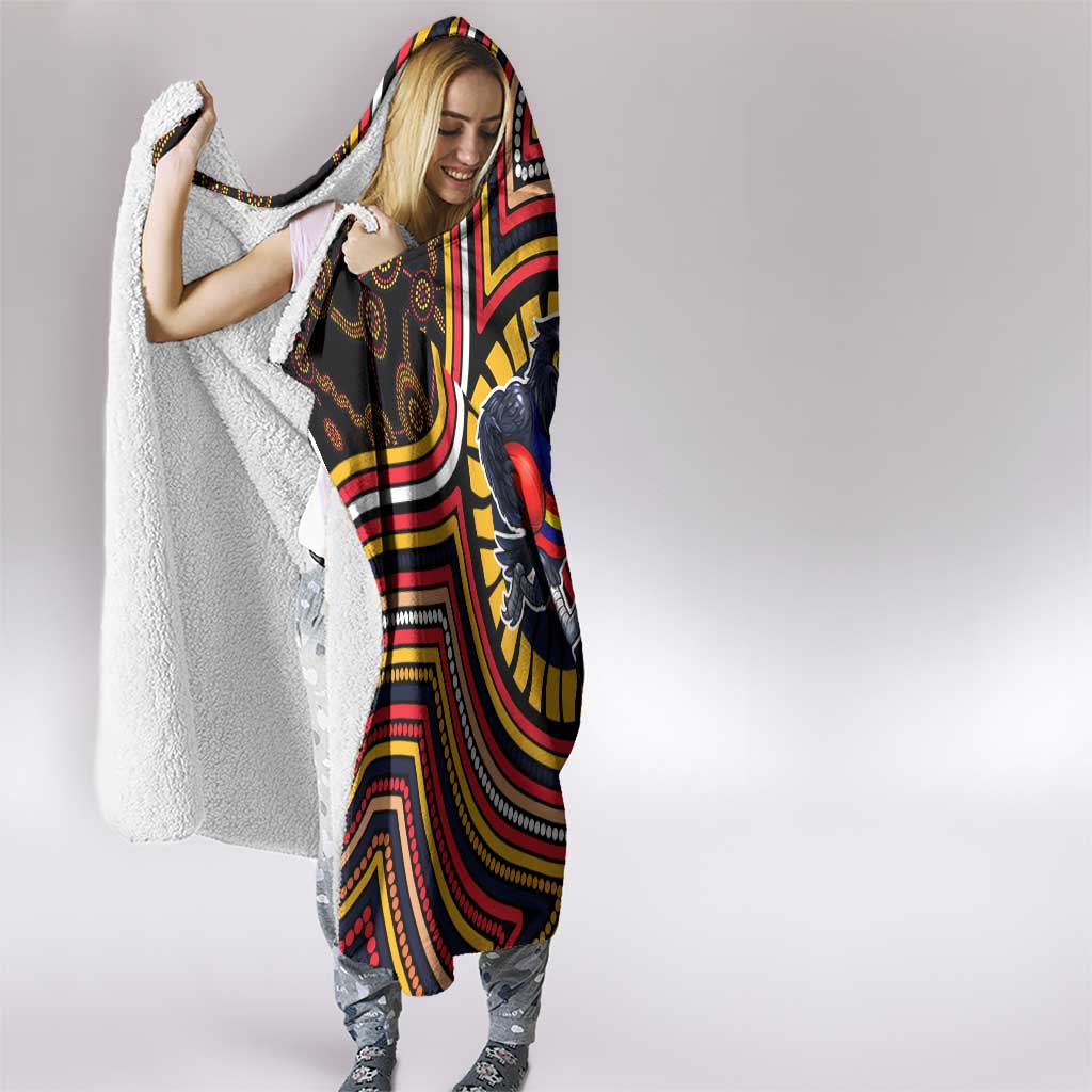 Adelaide Crows Hooded Blanket Indigenous Monochrome Dot Art Mascot Style