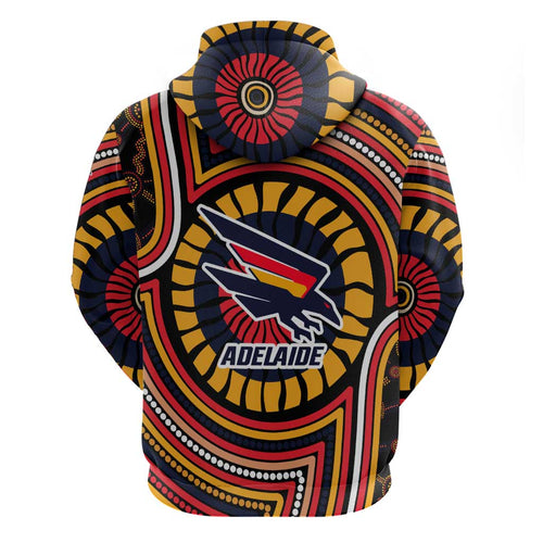 Adelaide Crows Hoodie Indigenous Monochrome Dot Art Mascot Style