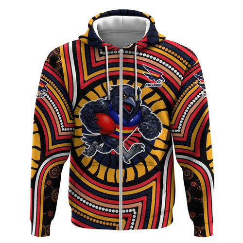 Adelaide Crows Hoodie Indigenous Monochrome Dot Art Mascot Style