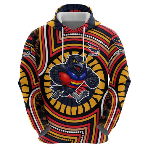 Adelaide Crows Hoodie Indigenous Monochrome Dot Art Mascot Style