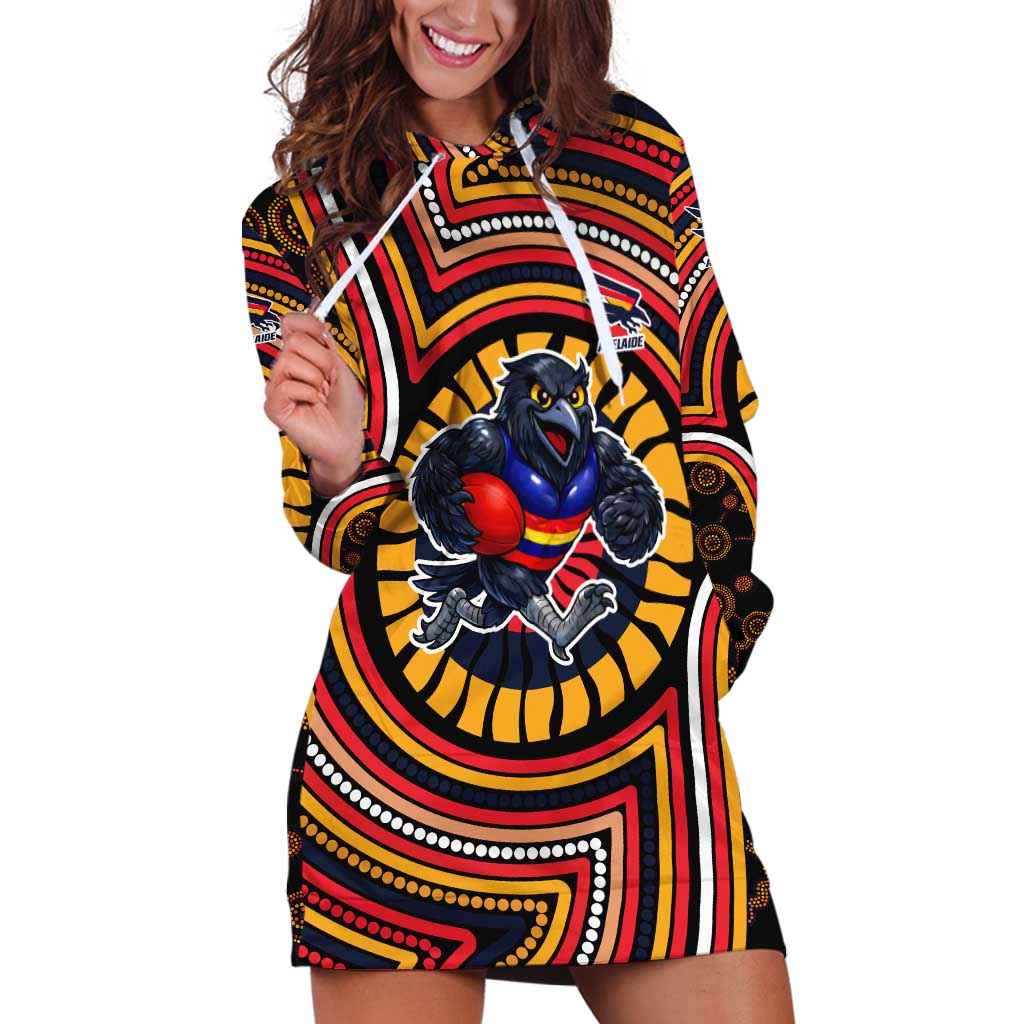Adelaide Crows Hoodie Dress Indigenous Monochrome Dot Art Mascot Style