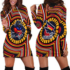 Adelaide Crows Hoodie Dress Indigenous Monochrome Dot Art Mascot Style