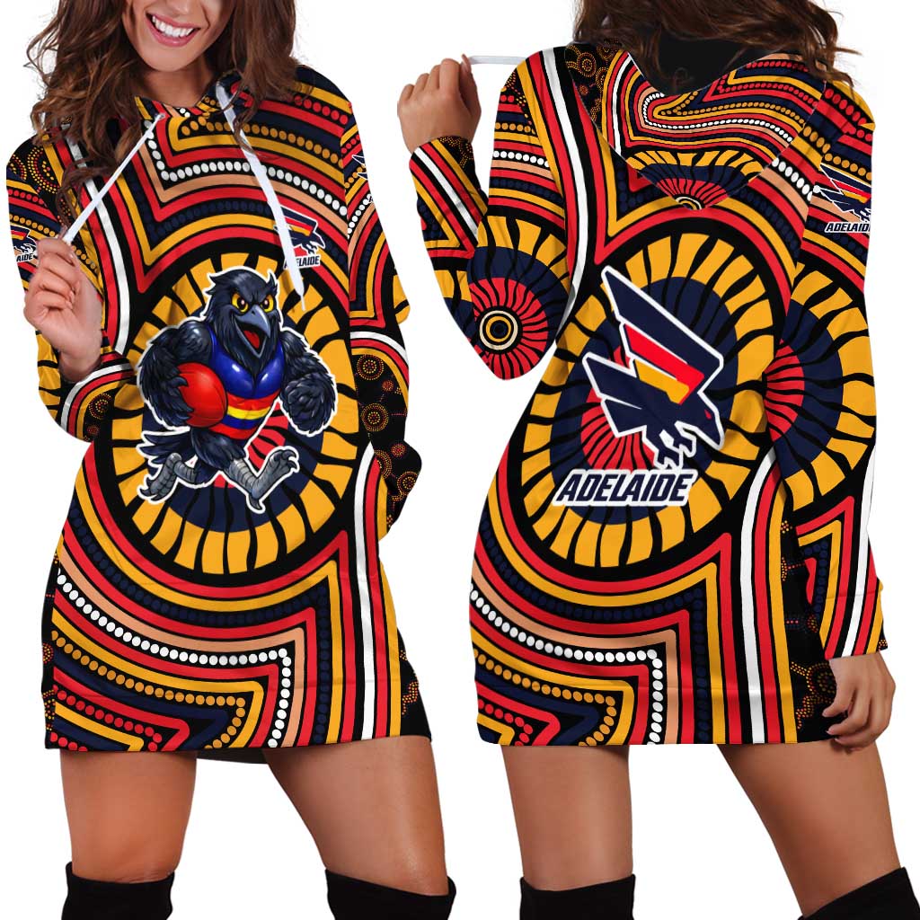 Adelaide Crows Hoodie Dress Indigenous Monochrome Dot Art Mascot Style