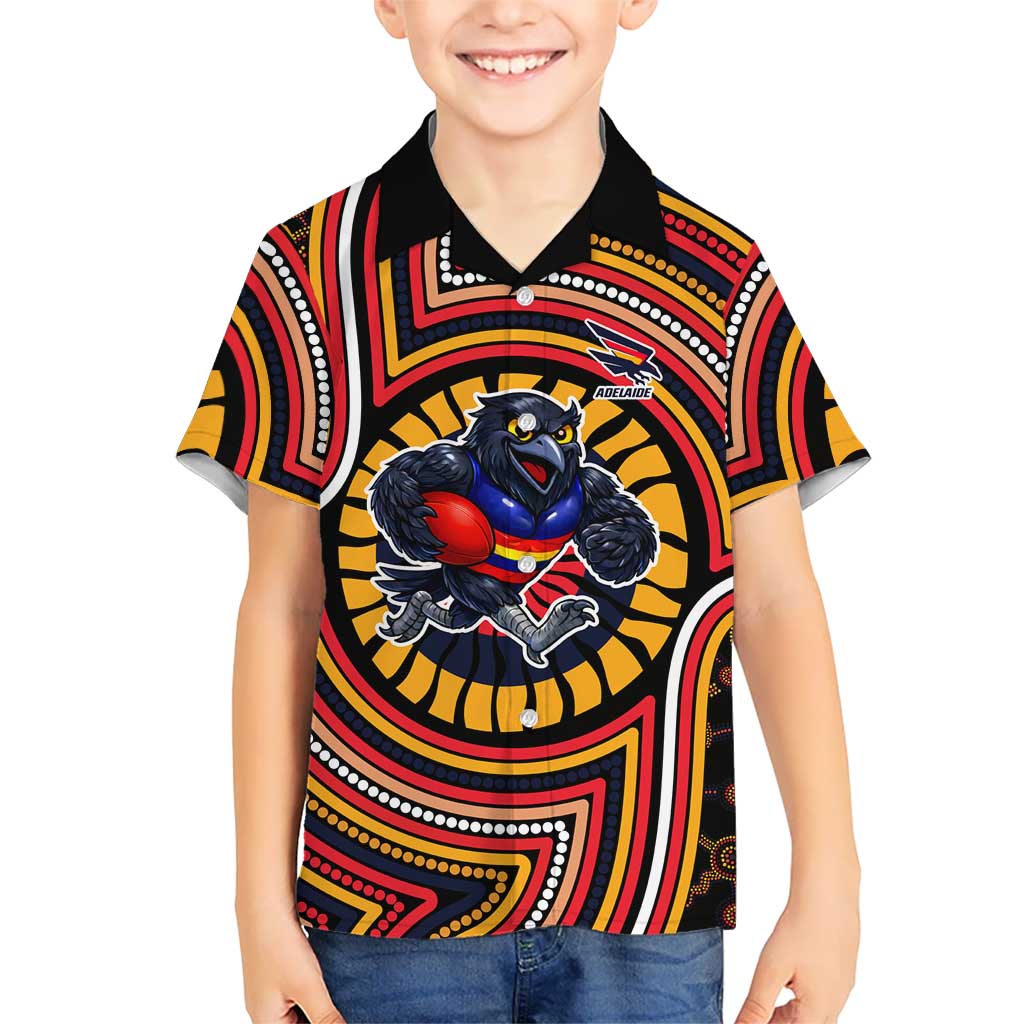 Adelaide Crows Kid Hawaiian Shirt Indigenous Monochrome Dot Art Mascot Style