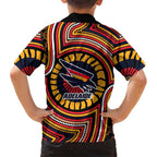 Adelaide Crows Kid Hawaiian Shirt Indigenous Monochrome Dot Art Mascot Style
