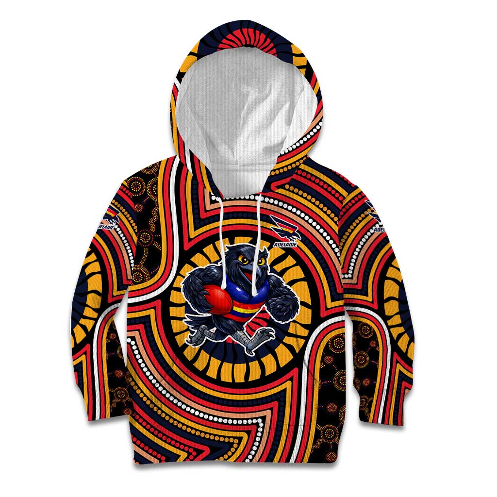Adelaide Crows Kid Hoodie Indigenous Monochrome Dot Art Mascot Style