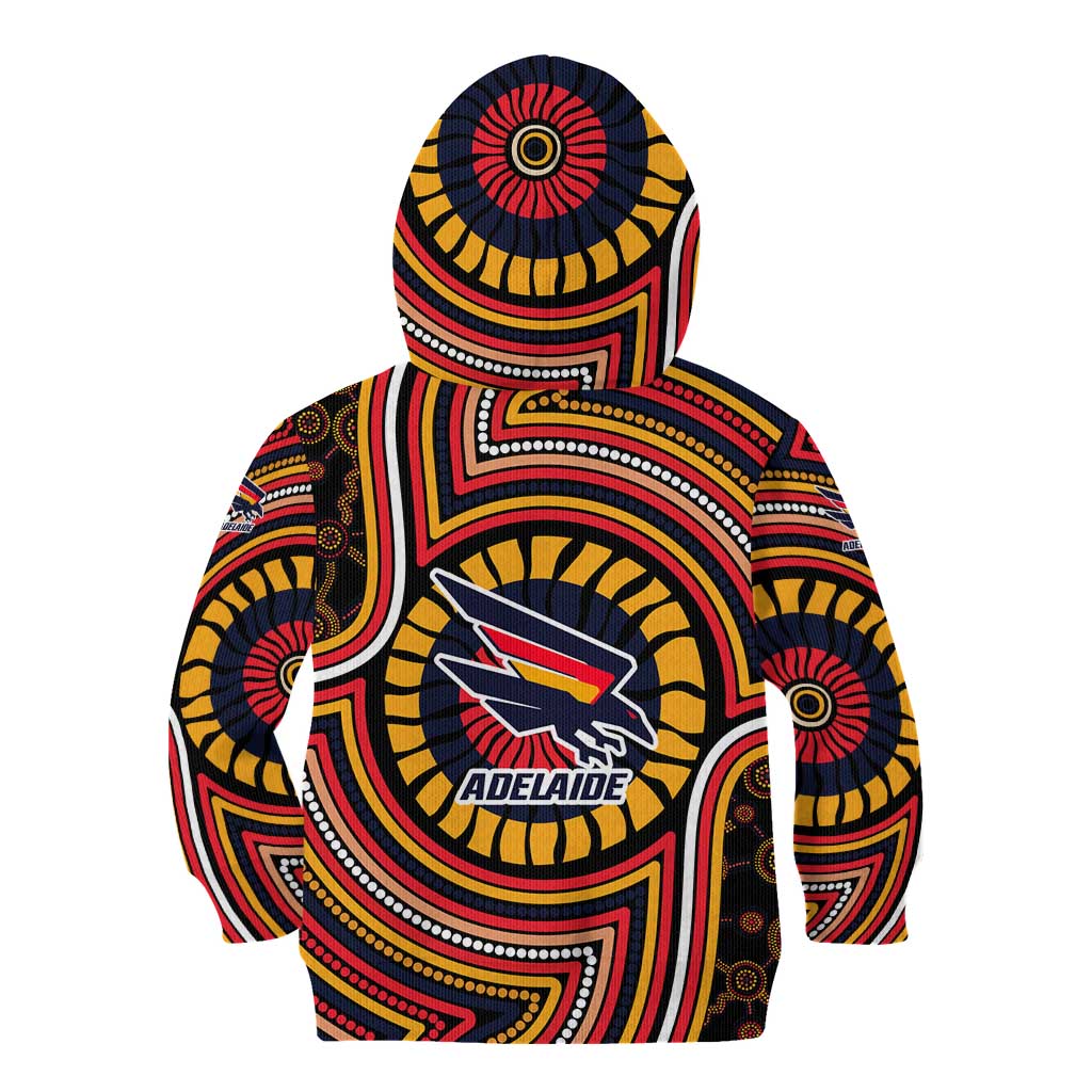 Adelaide Crows Kid Hoodie Indigenous Monochrome Dot Art Mascot Style