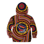 Adelaide Crows Kid Hoodie Indigenous Monochrome Dot Art Mascot Style