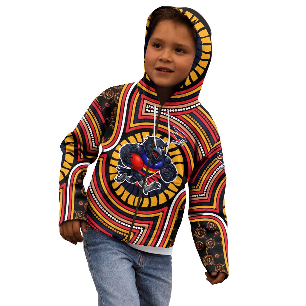 Adelaide Crows Kid Hoodie Indigenous Monochrome Dot Art Mascot Style