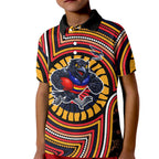 Adelaide Crows Kid Polo Shirt Indigenous Monochrome Dot Art Mascot Style