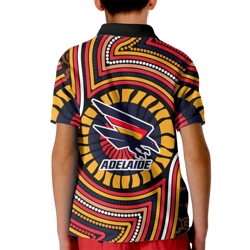 Adelaide Crows Kid Polo Shirt Indigenous Monochrome Dot Art Mascot Style