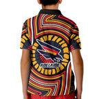 Adelaide Crows Kid Polo Shirt Indigenous Monochrome Dot Art Mascot Style
