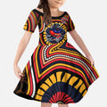 Adelaide Crows Kid Short Sleeve Dress Indigenous Monochrome Dot Art Mascot Style