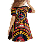 Adelaide Crows Kid Short Sleeve Dress Indigenous Monochrome Dot Art Mascot Style