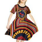 Adelaide Crows Kid Short Sleeve Dress Indigenous Monochrome Dot Art Mascot Style