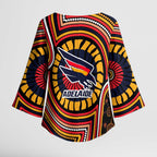 Adelaide Crows Kimono Sleeve Blouse Indigenous Monochrome Dot Art Mascot Style