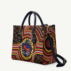 Adelaide Crows Leather Bag Indigenous Monochrome Dot Art Mascot Style