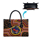 Adelaide Crows Leather Bag Indigenous Monochrome Dot Art Mascot Style