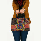 Adelaide Crows Leather Bag Indigenous Monochrome Dot Art Mascot Style