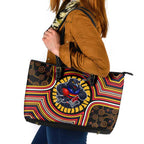 Adelaide Crows Leather Tote Bag Indigenous Monochrome Dot Art Mascot Style