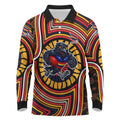 Adelaide Crows Long Sleeve Polo Shirt Indigenous Monochrome Dot Art Mascot Style