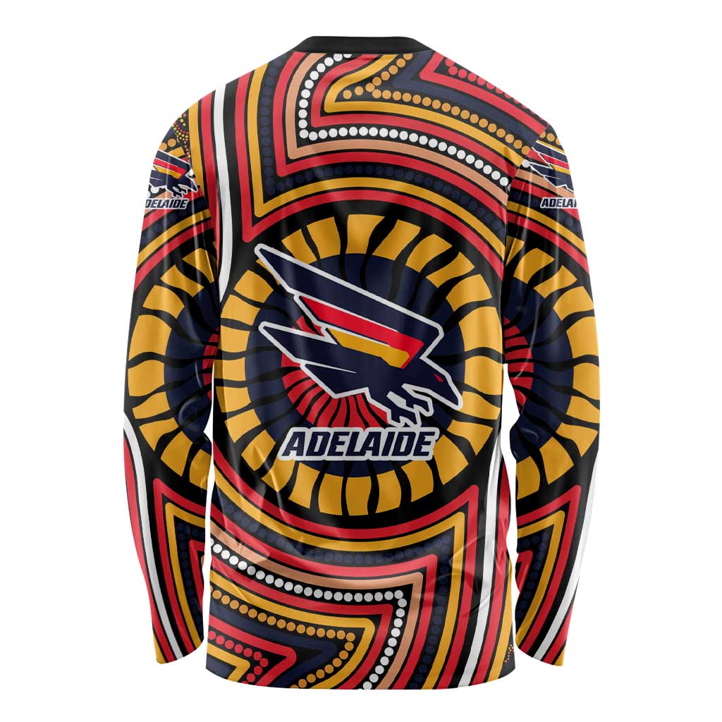 Adelaide Crows Long Sleeve Shirt Indigenous Monochrome Dot Art Mascot Style