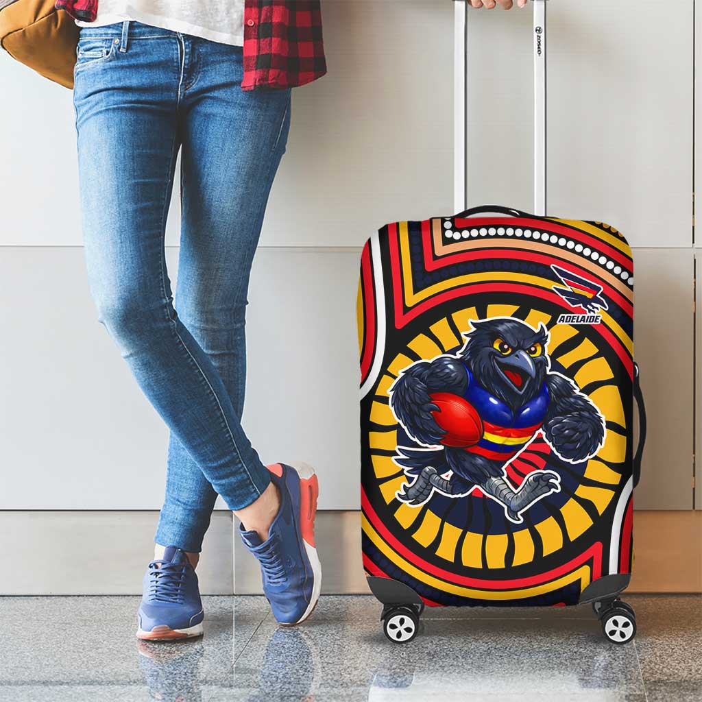 Adelaide Crows Luggage Cover Indigenous Monochrome Dot Art Mascot Style