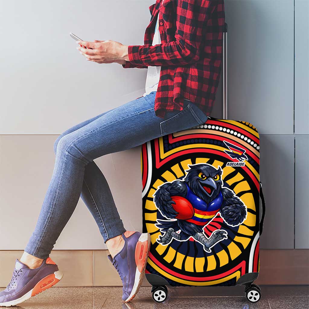 Adelaide Crows Luggage Cover Indigenous Monochrome Dot Art Mascot Style