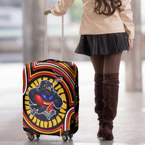 Adelaide Crows Luggage Cover Indigenous Monochrome Dot Art Mascot Style