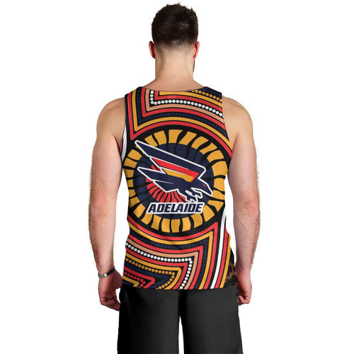 Adelaide Crows Men Tank Top Indigenous Monochrome Dot Art Mascot Style