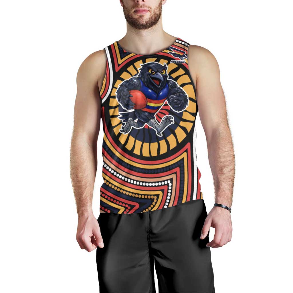 Adelaide Crows Men Tank Top Indigenous Monochrome Dot Art Mascot Style