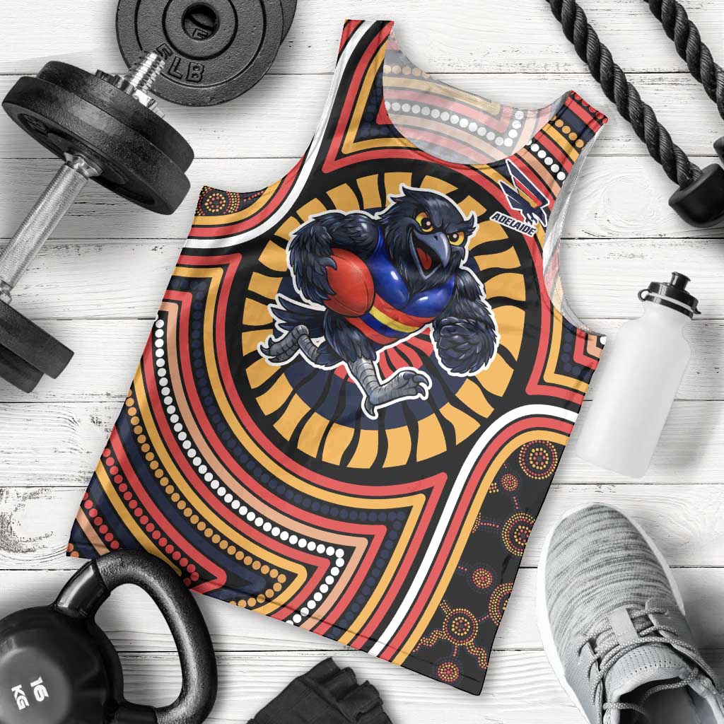 Adelaide Crows Men Tank Top Indigenous Monochrome Dot Art Mascot Style