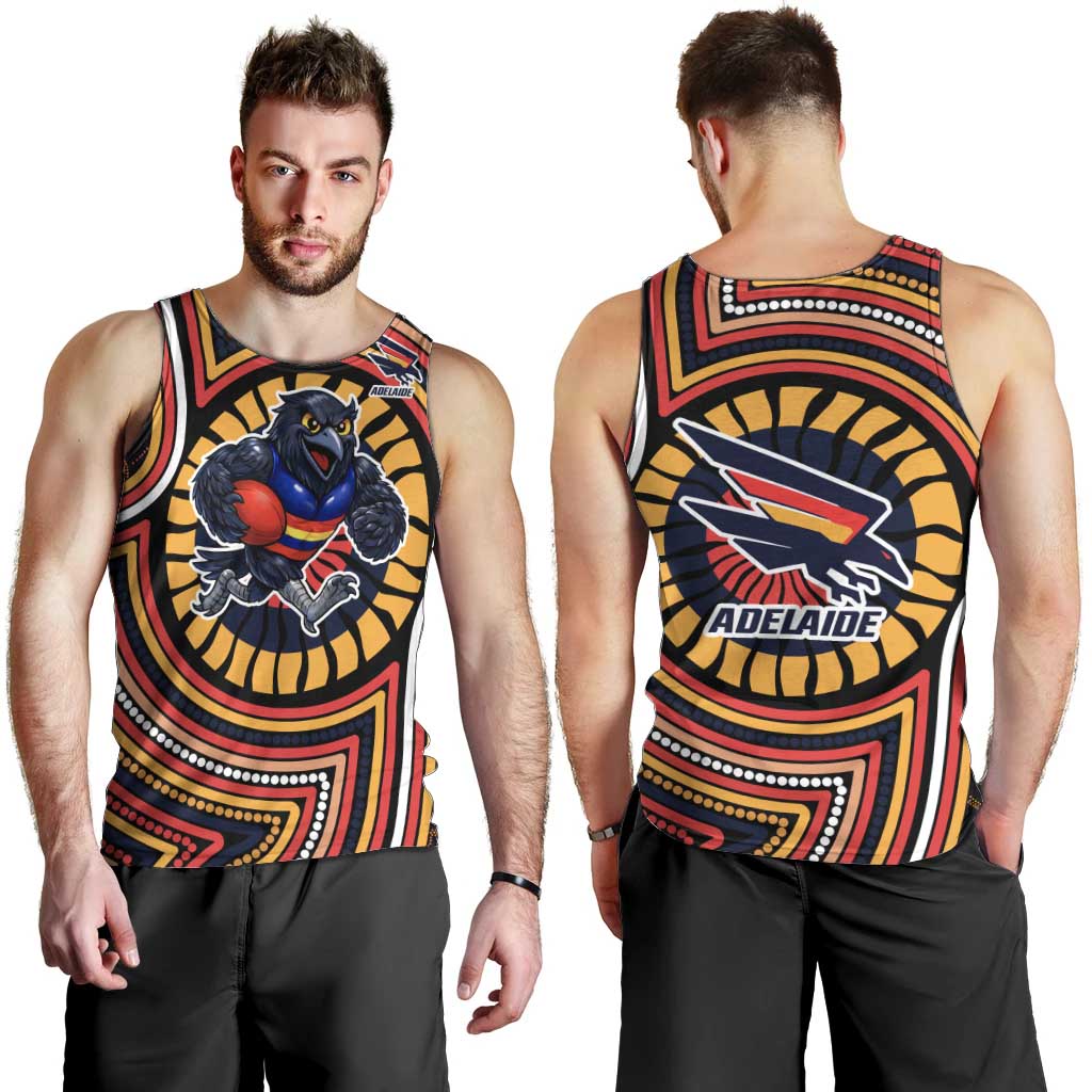 Adelaide Crows Men Tank Top Indigenous Monochrome Dot Art Mascot Style