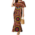 Adelaide Crows Mermaid Dress Indigenous Monochrome Dot Art Mascot Style