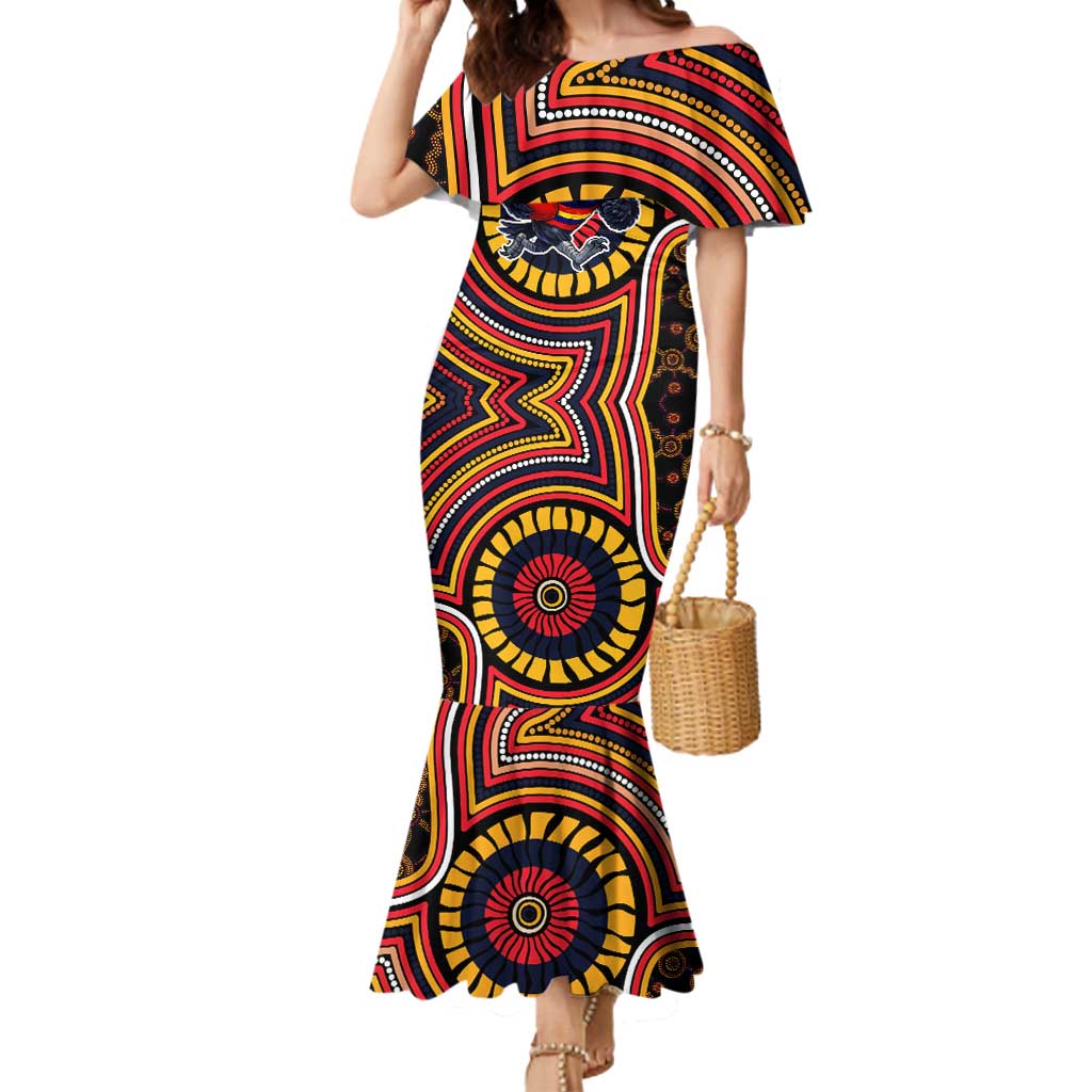 Adelaide Crows Mermaid Dress Indigenous Monochrome Dot Art Mascot Style
