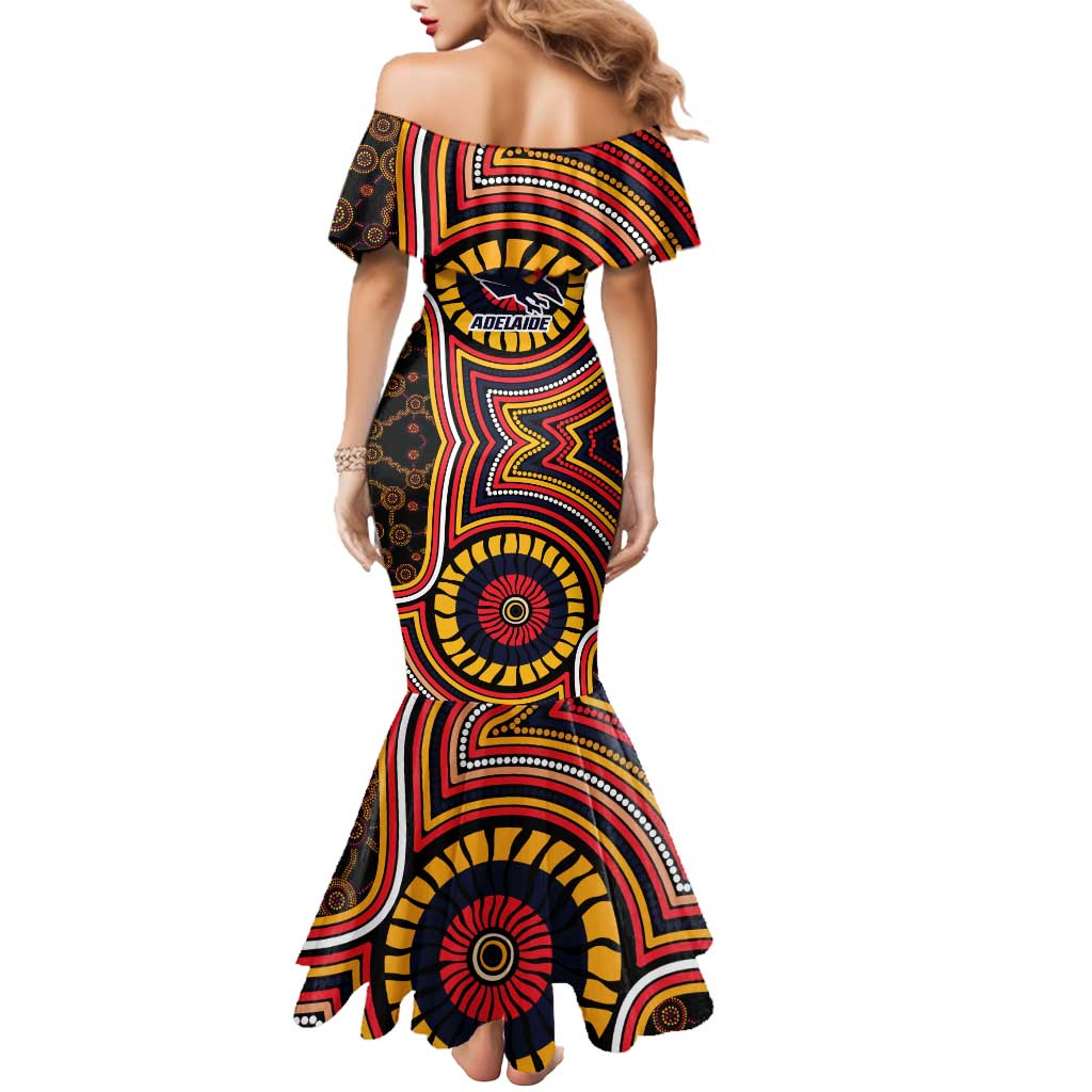 Adelaide Crows Mermaid Dress Indigenous Monochrome Dot Art Mascot Style