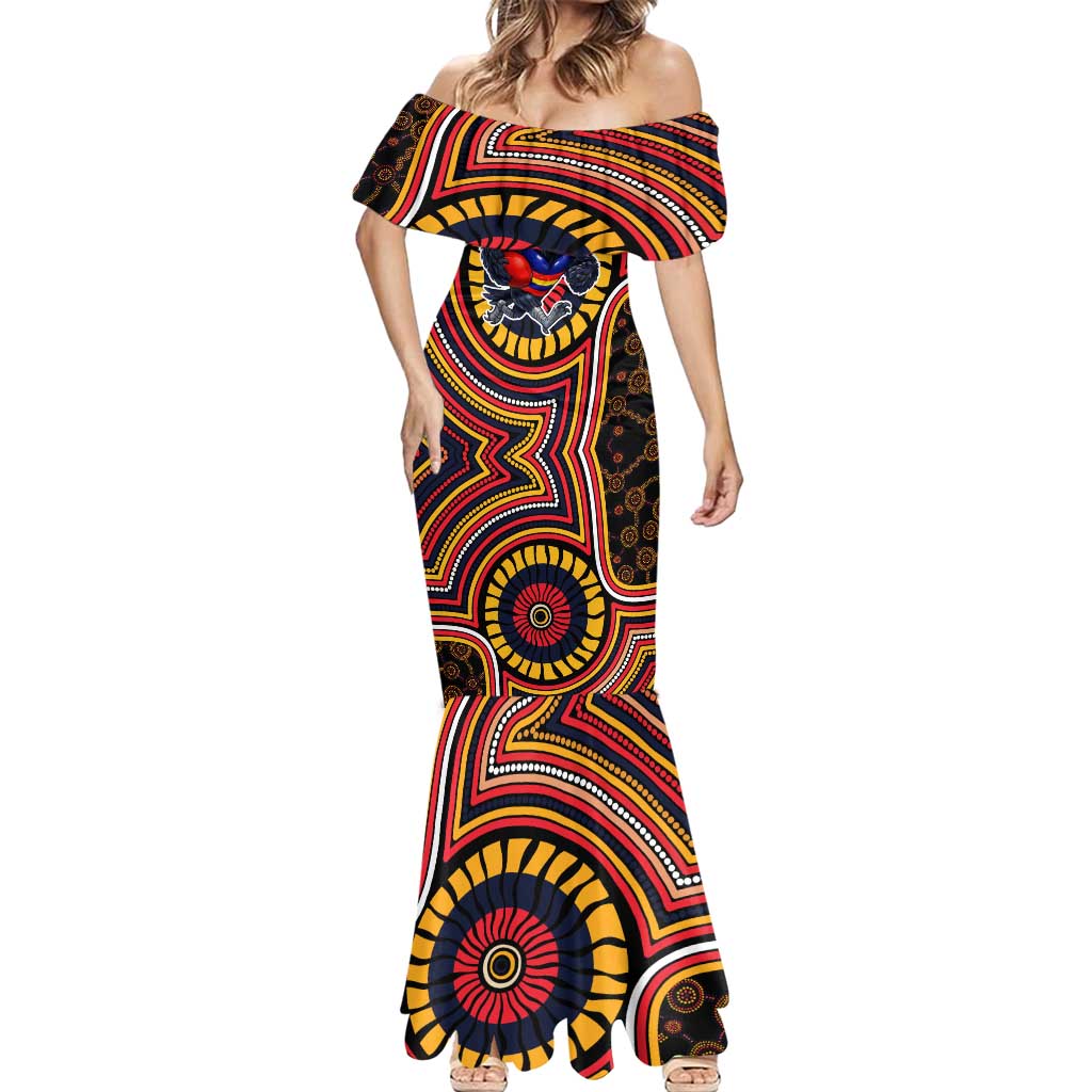 Adelaide Crows Mermaid Dress Indigenous Monochrome Dot Art Mascot Style