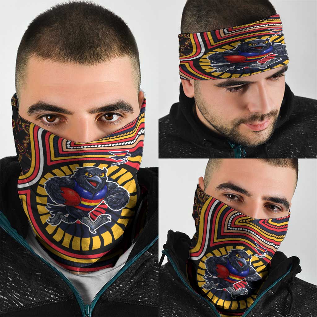 Adelaide Crows Neck Gaiter Indigenous Monochrome Dot Art Mascot Style