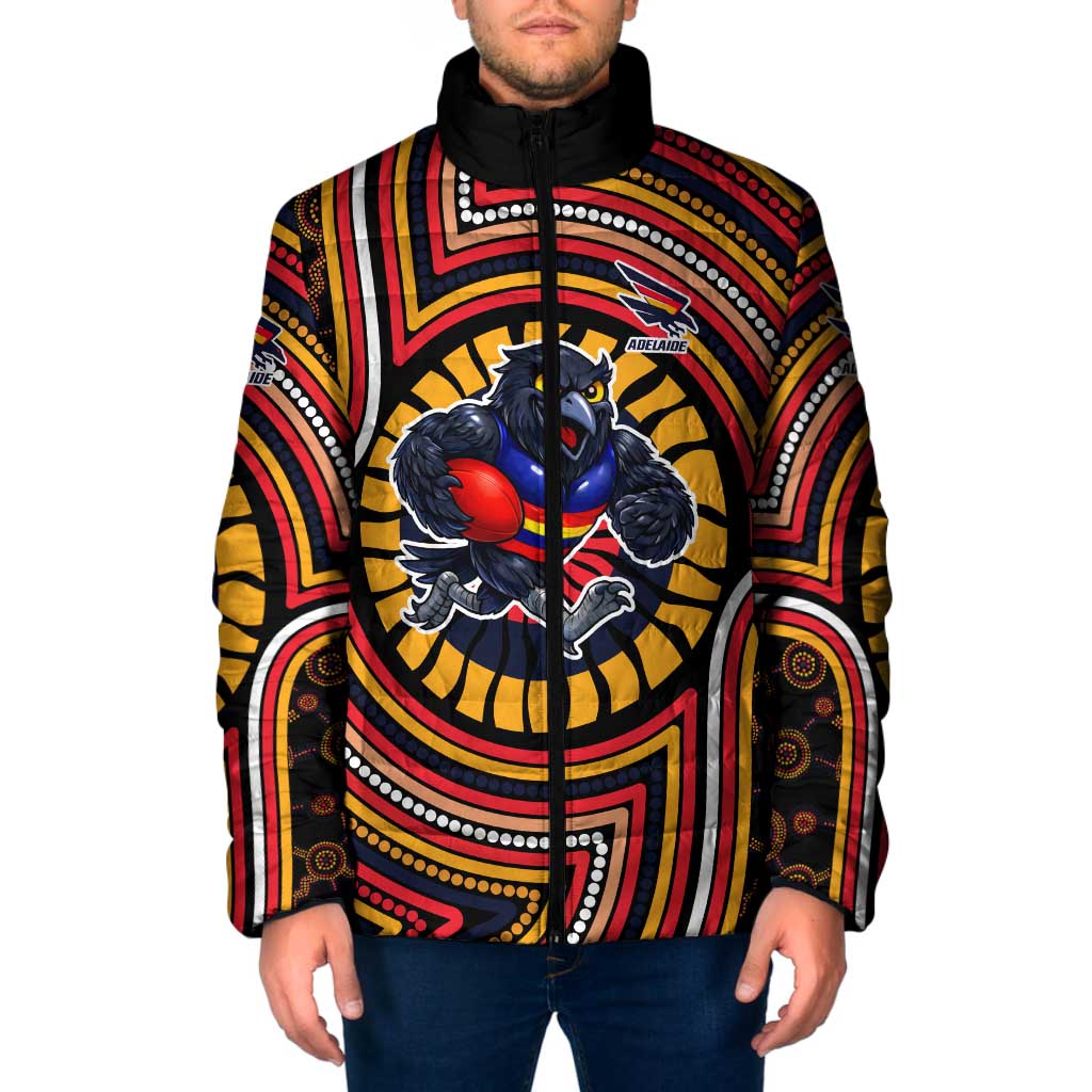Adelaide Crows Padded Jacket Indigenous Monochrome Dot Art Mascot Style