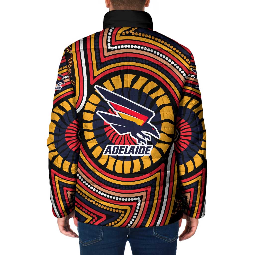 Adelaide Crows Padded Jacket Indigenous Monochrome Dot Art Mascot Style