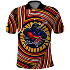 Adelaide Crows Polo Shirt Indigenous Monochrome Dot Art Mascot Style
